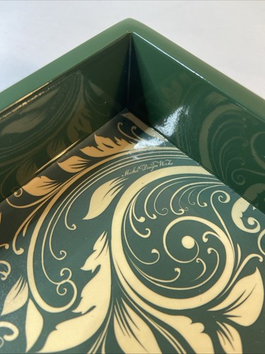MICHEL DESIGN WORKS DECOUPAGE SERVING VANITY TRAY 12.75x7.75” Green Floral - Picture 5 of 9