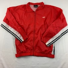 Vintage Adidas Mens L Track Jacket Red White Full Zip Long Sleeves