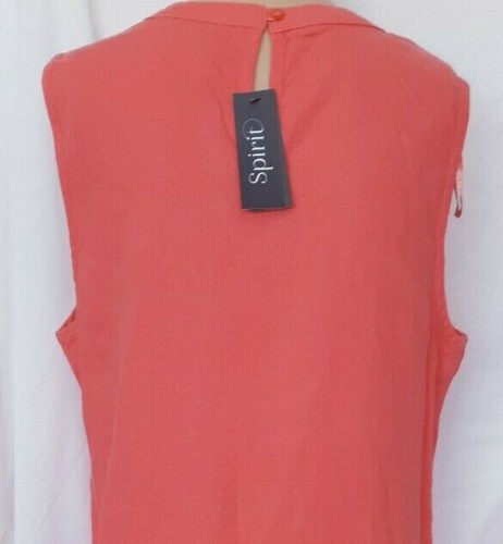 New, M&Co, Coral Pink Linen Blend Sleeveless V Neck Midi Shift Dress, Size , 12 - 第 6/7 張圖片