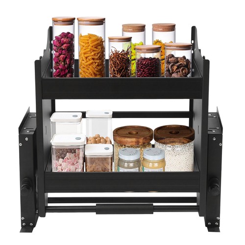 Wall Cabinet 24'' Pull-Down Shelf Rack 2 Tier Shelving System Kitchen Organizer - Picture 3 of 15