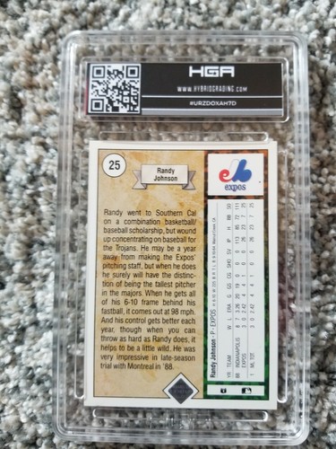 1989 Upper Deck Randy Johnson Montreal Expos #25 Baseball Card HGA 9.5 Gem Mint - Picture 2 of 2