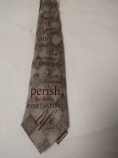 Christian Ties Green And Gold With Black Crosses And "God So Loved The World"