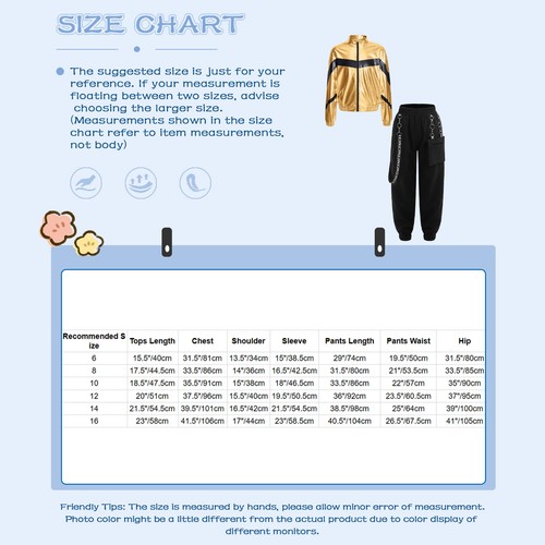 Kids Girls Dancewear Stand Collar Jacket With Pants Elastic Waistband Glossy - Picture 43 of 58