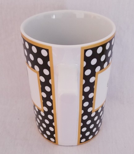 Taza de café Perot Museum of Nature & Science Divasaur puntos dorados negros blancos 12 oz. - Imagen 5 de 9