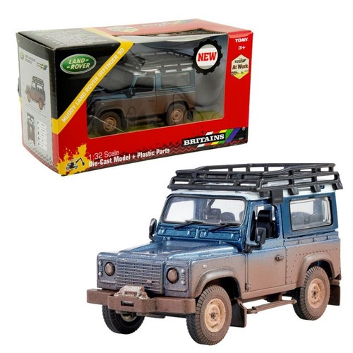 MODELLINO AUTO STATICO BRITAINS MUDDY LAND ROVER DEFENDER MODELLISMO SCALA 1:32 - Foto 1 di 5
