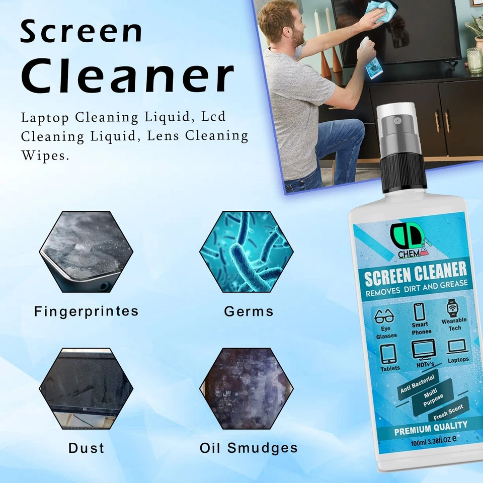 Laptop Screen TV LCD LED PC Monitor iPad Mobile Phone Cleaner Cleaning Liquid UK - Image 2 of 4