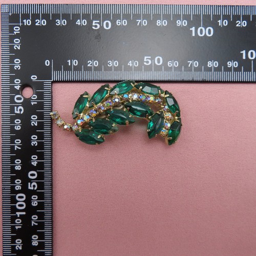 Spilla Juliana strass spilla vintage AB verde cristallo sfaccettato trasparente 2,5 in 38f - Foto 10 di 11