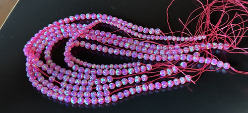 6 1/2 Strands Synthetic 3-4mm Hot Pink Opal Round Faceted Loose Beads New Estate - Bild 14 von 21