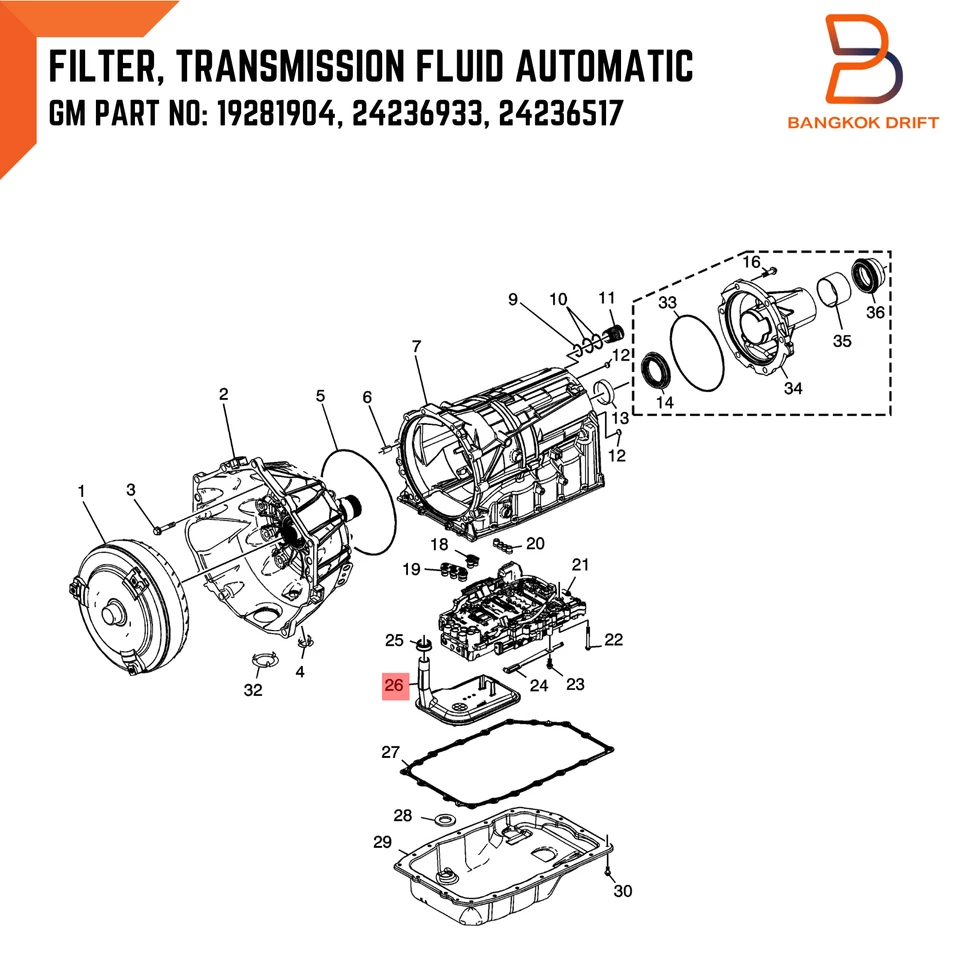 FILTER GEAR TRANSMISSION AUTO FOR HOLDEN COLORADO TRAILBLAZER 12-23 RG 19281904 - Image 2 of 4