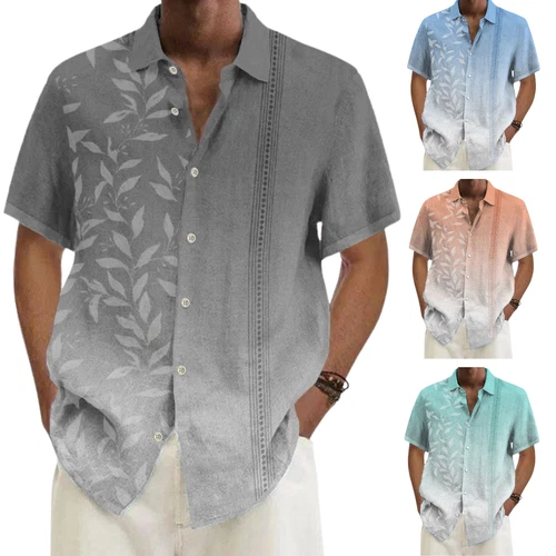 Men's Short Sleeve Button-Up Casual Cuban Guayabera Beach Wedding Dress Shirt - Picture 2 of 36