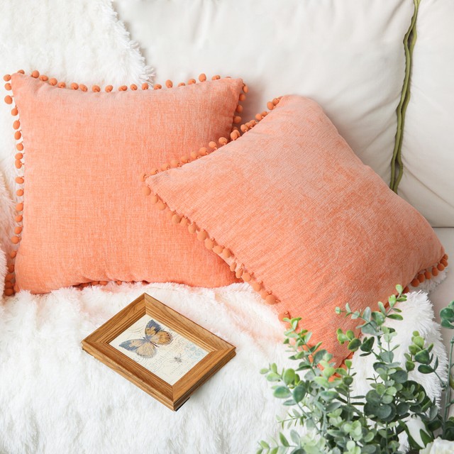 Magaschoni Home Feather Pillow 18”x18” Skull Studs Chenille Velvet