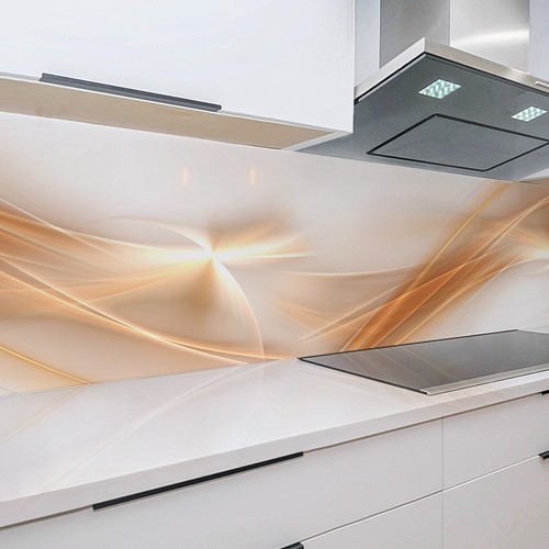 Küchenrückwand Spritzschutz hochwertig Abstrakt beige Linie modern Deluxe - Bild 1 von 7