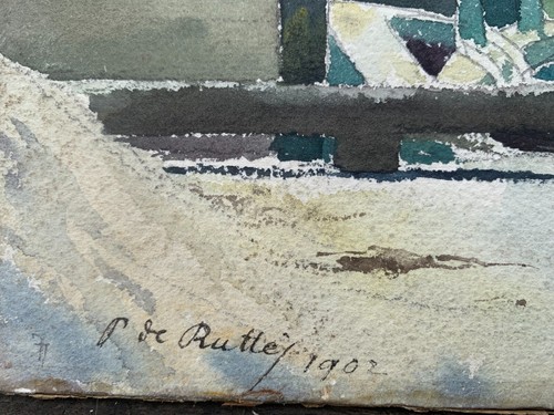 Paul DE RUTTÉ (1871-1943) 1902 Rare aquarelle PARIS LES QUAIS DE SEINE FRANCE - Picture 4 of 12
