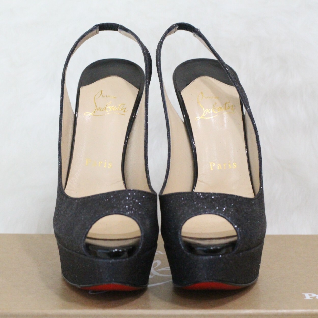 Christian Louboutin Lady Peep Sling Black Glitter Glitter Glitter Pumps EU 36.5 US 6 - 6.5 04a1dd Christian Louboutin Lady Peep Sling Black Glitter Glitter Glitter Pumps EU 36.5 US 6 - 6.5 04a1dd