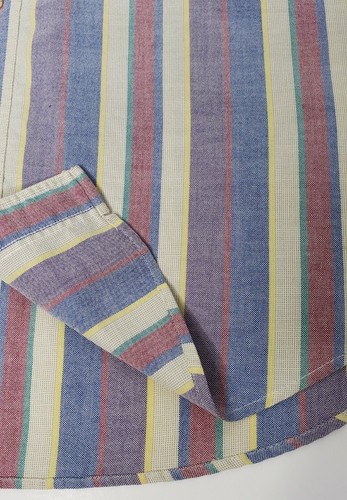 Vintage Tailored In Hong Kong mehrfarbig gestreiftes Langarmhemd Herren Large sehr guter Zustand - Bild 9 von 9