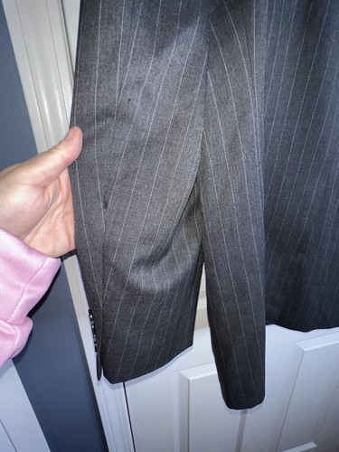 Chaps Mens 46L Gray Pinstripe 100% Wool Sport Coat Suit Jacket Blazer 46 Long - Picture 19 of 20