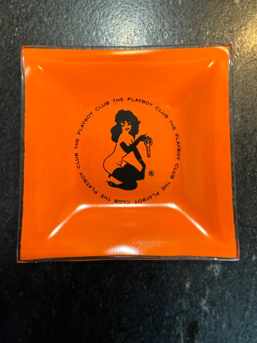 Vintage The Playboy Bunny Club Key Dish Orange Glass Tray Ashtray