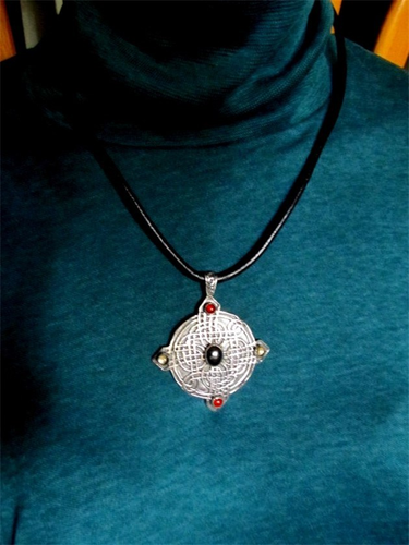 OOAK CELTIC KNOT WARRIORS MEDALLION, STERLING , HEMATITE, CARNELIAN & CITRINE - Picture 3 of 10
