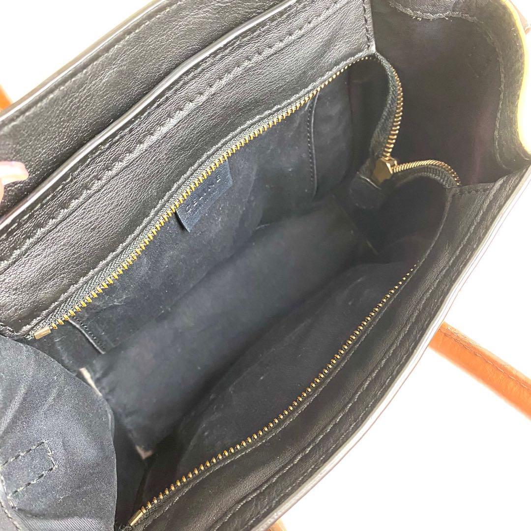 CELINE Mini Luggage Nano Hand Tote Bag Leather Black Brown