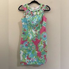 Lilly Pulitzer Floral High Neck Beaded Shift Dress - 00