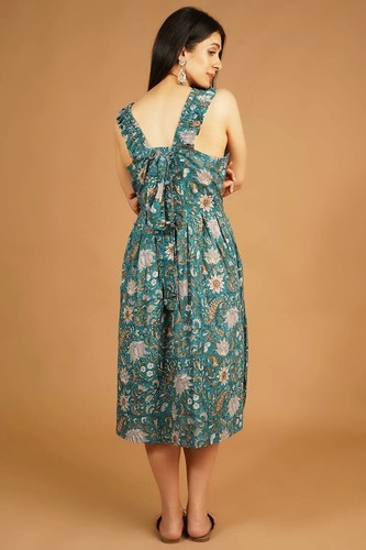 Indophilia Bagru Blue Midi Cotton Dress NEW 18/XL - Picture 7 of 7