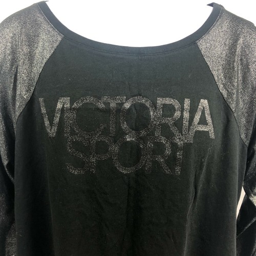Top negro con logotipo deportivo brillante de Victoria's Secret talla L - Imagen 2 de 5