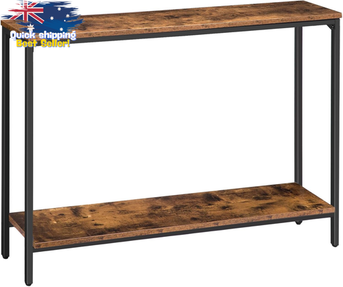 Narrow Console Table 120cm Sofa Table Industrial Entryway Desk Rustic Brown - Picture 11 of 12