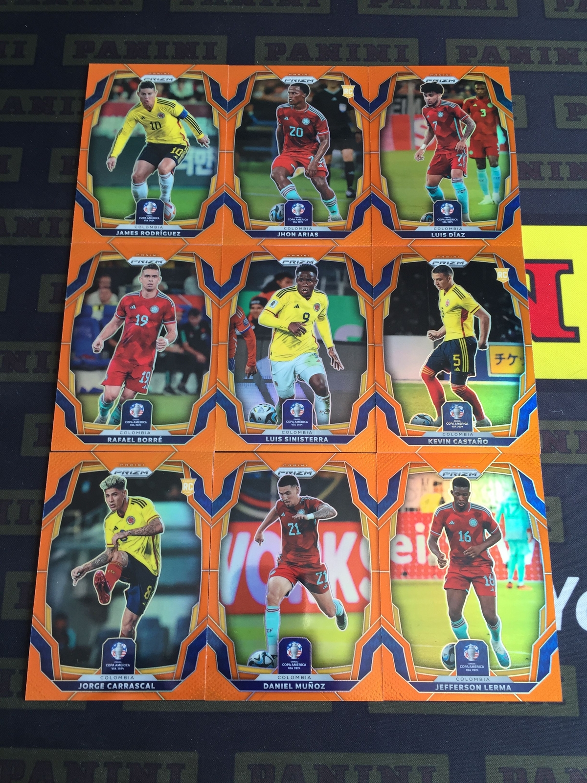 2024 Panini Prizm Copa James Rodriguez Luis Diaz Jhon Arias Orange /25 Colombia
