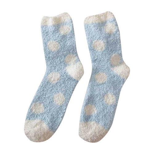Women Autumn And Winter Striped Polka Dot Coral Fleece Warm Thick Home Socks - Picture 35 of 36