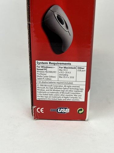 Microsoft Wireless Optical Mouse 2000 1000 dpi USB Receiver (For MAC or PC) NEW! - Picture 4 of 5