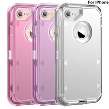 For Phone X Max 8 7 Plus Clear Heavy Duty Transparent Case Clip Screen Protector