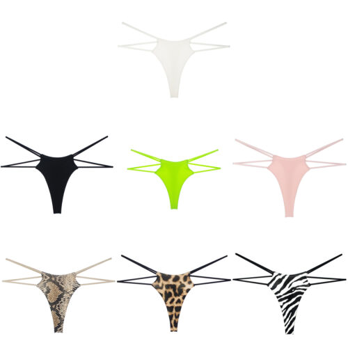 Tanga de tiro bajo con tiras para mujer Pantalones de bikini Traje de baño T-back Tanga Ropa interior - Imagen 1 de 19