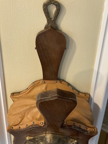 Antiker Kaminbalg Luftgebläse/Kunst Holz Leder Metall Messing Narr *SELTEN* - Bild 12 von 16