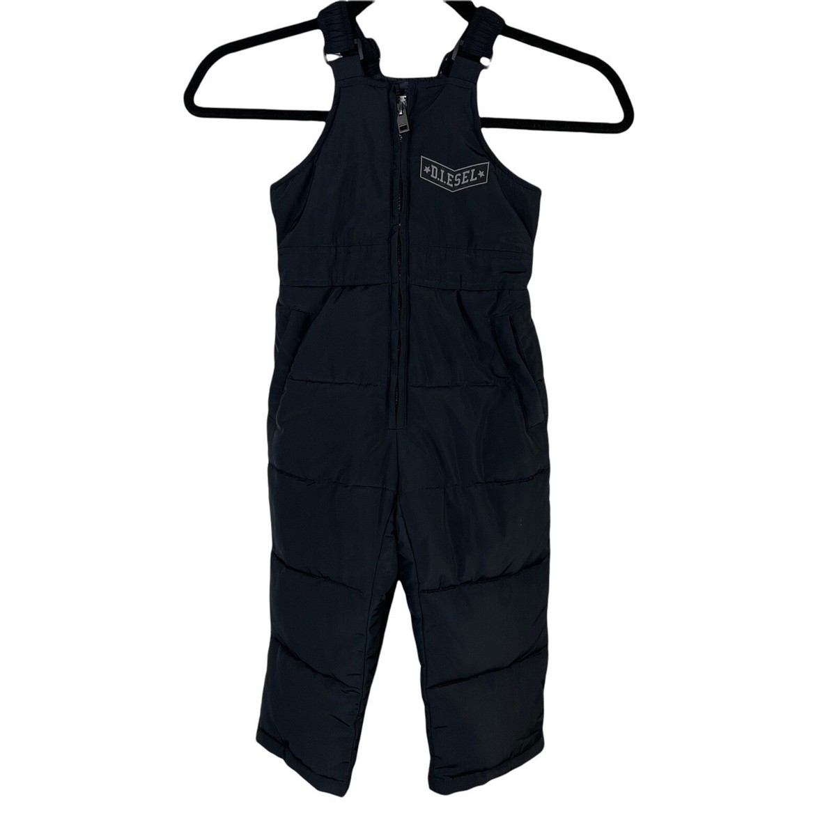 Diesel Kids Logo Snow Pants Bibs Black Overalls Puffer Ski Black  display picture 1