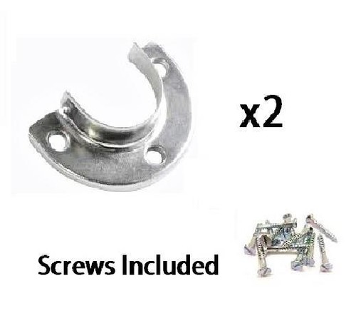 Wardrobe Rail Bracket Support End Brackets Half Round Holds 25mm Poles x2 - Bild 4 von 7