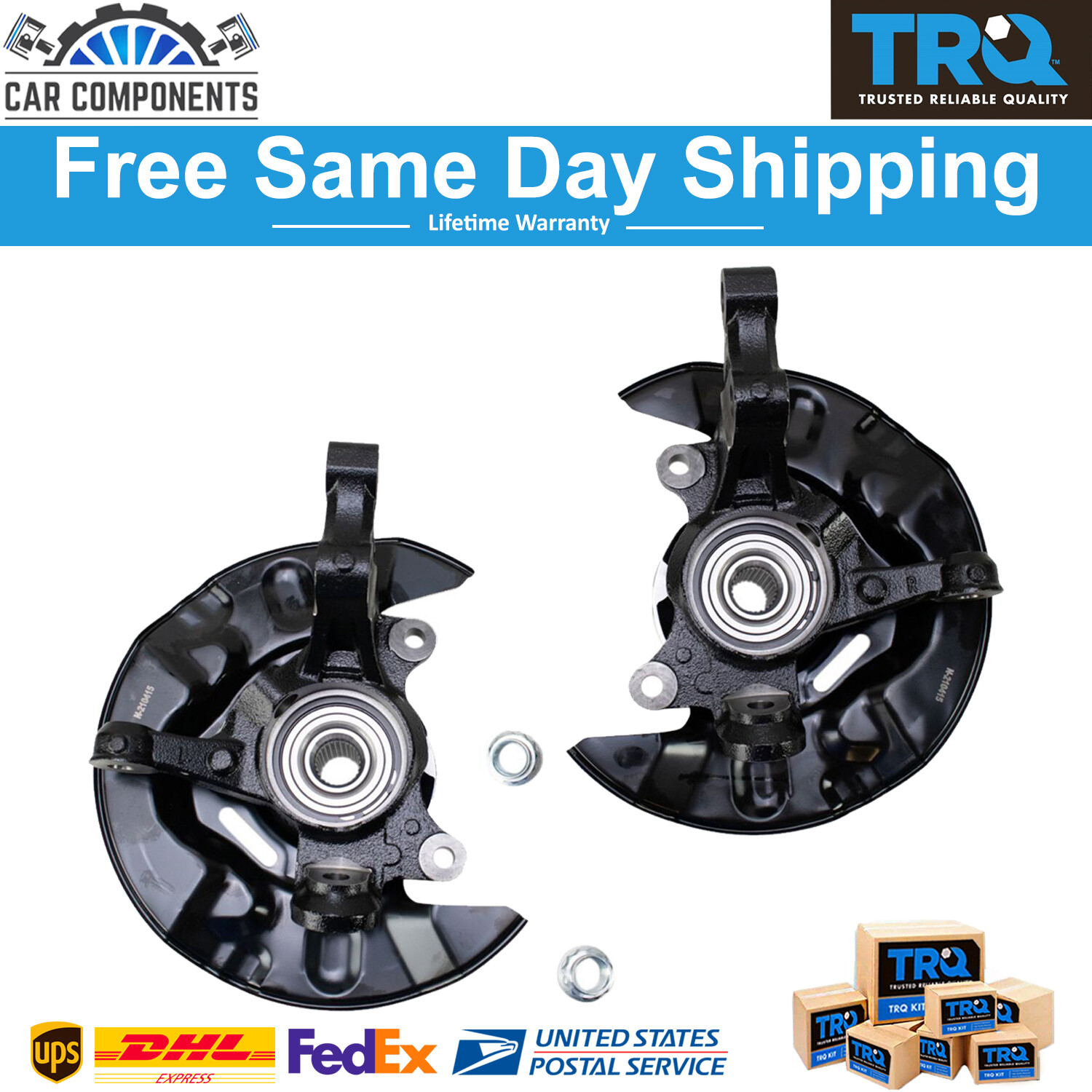 TRQ Front Wheel Bearing & Hub Assembly w/ Knuckle Set For 2003-08 Toyota Matrix