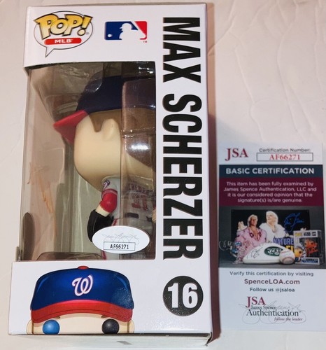 MAX SCHERZER SIGNED AUTOGRAPH FUNKO POP FIGURE WASHINGTON NATIONALS JSA COA RARE - Picture 2 of 2