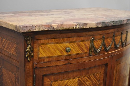 Antique French Louis XV Style Satinwood Marble Top Tall Chest Dresser Cabinet - Picture 8 of 12