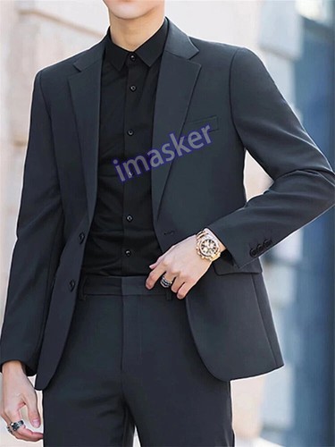 Men Work Blazer Jacket Business Casual Formal Button Slim Fit Suit Coat Tops - Picture 11 of 27