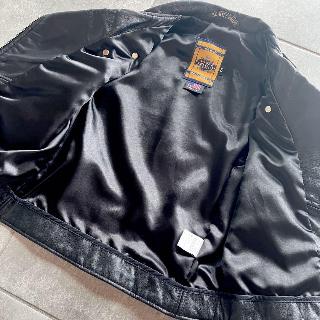 SCHOTT Perfecto Black Leather Jacket XS Ladies from Japan Good