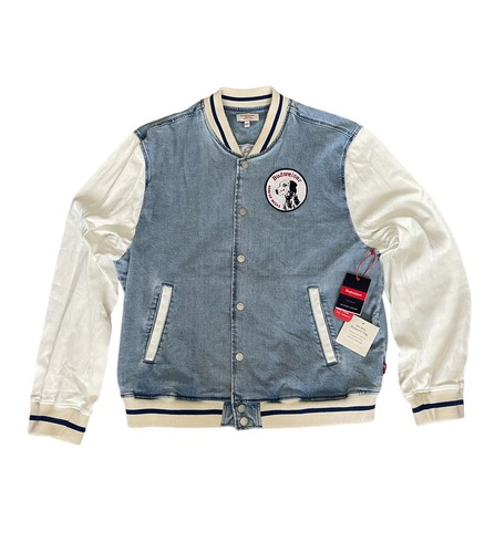 Budweiser Oliver Logan Varsity Jacket Denim Blue Button Jacket Mens Size 2XL NWT