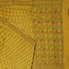 Namaste Vintage Mustard Sarees 100% Pure Silk Woven Indian Sari 5YD Craft Fabric