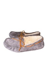 UGG Womens Dakota Moccasin Size 5 Gray Suede Sheepskin L Slip-On