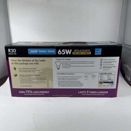 Feit R30 Reflector Conserv Energy 65W Light Bulbs 4-Pack / 7 PC LOT - Picture 3 of 14
