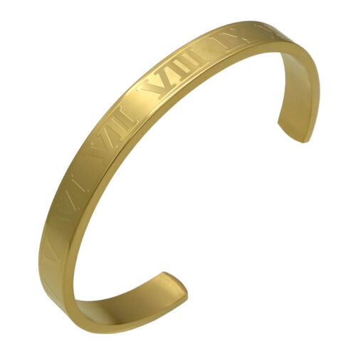 Bracciale Polsino Numerico Romano per Uomo Donna Open Punk Acciaio Inox - Foto 2 di 15