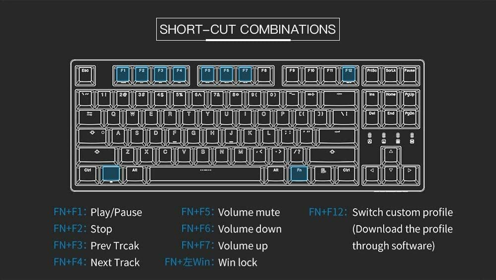 Durgod Taurus K320 TKL Mechanical Gaming Keyboard - 87 Keys - Double Shot PBT GORĄCA, popularna WYPRZEDAŻ