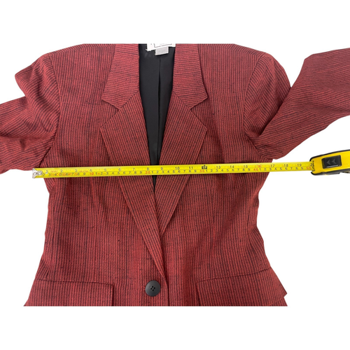Tuta tuta donna Morning Lady blazer rosso gessato donna taglia 4 tacca risvolto vintage - Foto 10 di 18