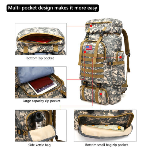 Großer Outdoor Militär Taktischer Rucksack Backpack Camping Wandern Schultern Tasche - Bild 5 von 13