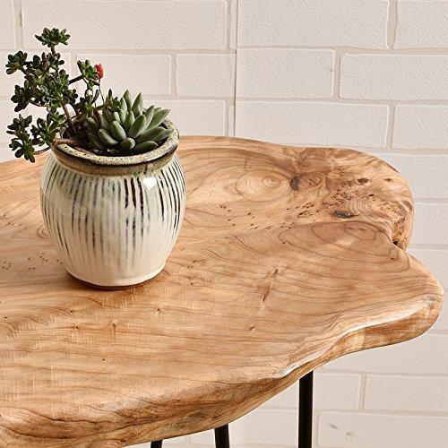 WELLAND Natural Edge End Table, Wood Side Table, Nightstand, Plant Stand 20.5" - Picture 3 of 8