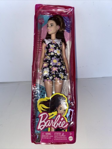 Barbie Hearing Aids Fashionistas 187 Doll Brunette With Black Floral Dress